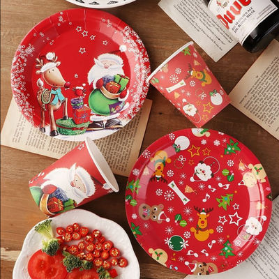 Elegant Christmas Disposable Paper Plates Set Multicolor